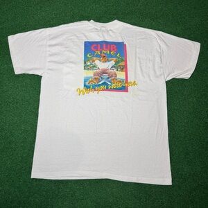 Vintage 90s Club Camel Cigarettes, Beach Relaxing Smoker, Pocket Tee (XL)